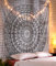 RAJRANG Baumwolle Wandteppich Schwarz Und Weiß Wandbehang Boho Teppich Wandtuch Groß Elefant Mandala Tapestry Für Dekor Zuhause Und Zimmer 274x230 Cm