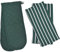 Penguin Home Heat Resistant Oven Gloves with Set of 2 Tea Towel Oven Mitt & Potholder for Home Cooking - Maximum Heat Protection/Kitchen Accessories (Green) Size - (18x90 & 65x45 cm)