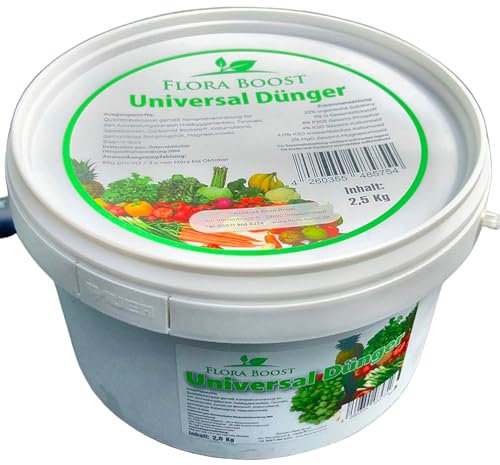 Flora Boost Universaldünger Flora Boost 2,5 Kilogramm I Organischer Dünger mit Langzeit- & Sofortwirkung I Dünger für Pflanzen & Rasen sowie Obst & Gemüse geeignet I 100% Pflanzendünger