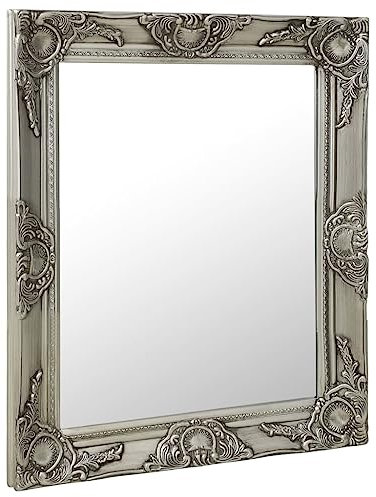 vidaXL Wandspiegel im Barock-Stil Antik mit Montagehaken Hängespiegel Dekospiegel Badspiegel Spiegel Flurspiegel Garderobe 50x60cm Silbern