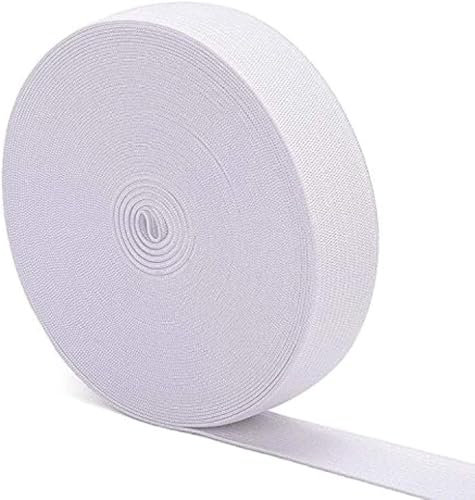 Thick White Elastic Bands for Sewing DENSCO Waistband 25mm 10 Meters 1 inch Wide Roll of Elastic, Dressmaking, Headbands, Trouser, Wig Band and DIY Craft (WHITE-25MM-10M)
