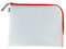 HERMA Dokumententasche A4 mit Reißverschluss, große wasserdichte Reißverschlusstasche, verschließbare Dokumentenmappe aus Kunstoff mit Zipper, halb-transparent, 36 x 28 cm, rot