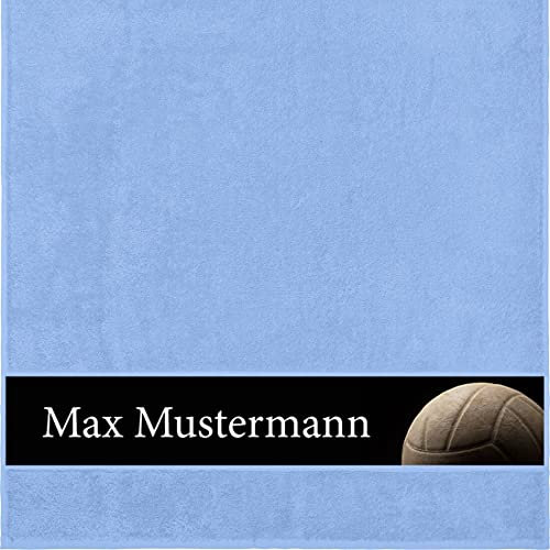 Manutextur Duschtuch mit Namen - personalisiert - Motiv Volleyball - viele Farben & Motive - Dusch-Handtuch - hellblau - Größe 70x140 cm - persönliches Geschenk mit Wunsch-Motiv und Wunsch-Name