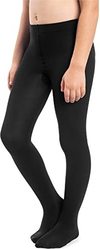 NOQ Collant spessi per ragazze Corina Plain 120 DEN Leggings con piedi caldi Kid Nursery Balletto Dance Class coprenti, Nero 12/13 years