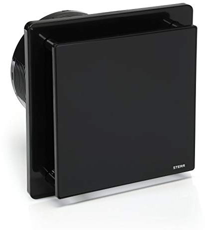 STERR Black Bathroom Fan 6 inches / 150 mm with TIMER - Extractor Fan - Glass Front - Modern Look - BFS150T-B - 25 W