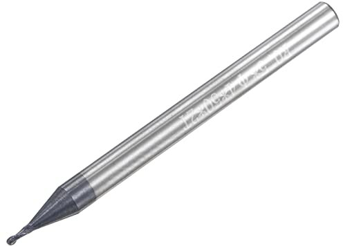 sourcing map Kugelkopffräser 0,5mm Spitzenradius Vollhartmetall AlTiSin beschichtete CNC Fräser 2 Nuten Spiralfräser HRC45 mit 4mm Schaft 50mm (2 Zoll) Länge