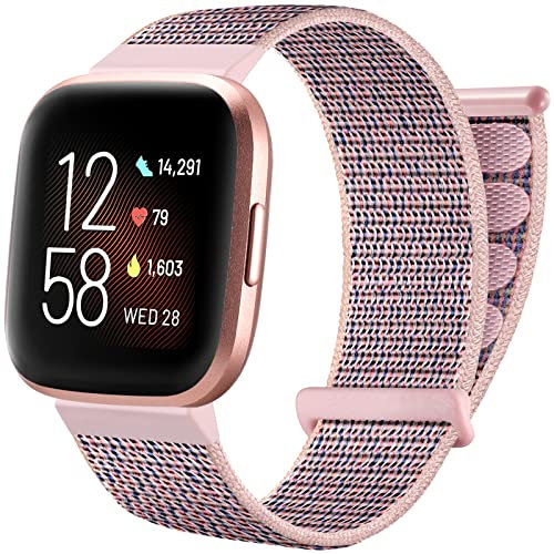 Ouwegaga Armband kompatibel mit Fitbit Versa/Fitbit Versa 2, Armband für Damen und Herren, verstellbar, atmungsaktives Nylon, Ersatzarmband, kompatibel mit Fitbit Versa/Versa 2/Versa Lite Armband,