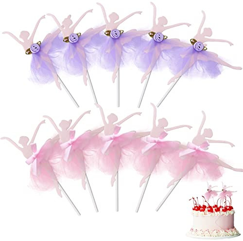 YAXIDAEVER 10 Stück Ballerina Tortendeko,Ballerina Geburtstag Deko,Mädchen Cupcake Toppers Pick,Prinzessin Tortendeko,Ballerina Cupcake Topper für Hochzeit Geburtstagsfeier Kuchen Dekoration