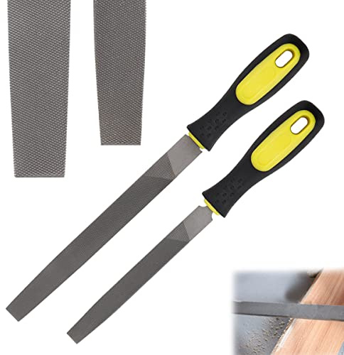 FERCAISH 2 Pcs Flat Mill File Set, 6 inch and 8inch File Sharpening Tools - T12 Carbon Steel Edge Metal File Sharpening for Drills and All Edge, with Comfortable Hand Grip Handles