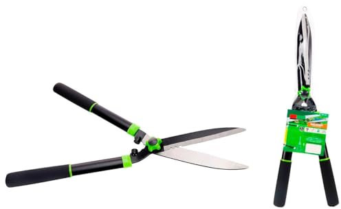 Tradineur - Tijera cortasetos, cizalla para setos, tijeras para podar a dos manos, hoja de 190 mm, mango ergonómico, jardinería, 55 cm