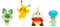 Pokémon PKW3402 - Battle Figure Multipack - 4er Pack mit Pikachu, Krokel, Kwaks, Felori, offizielle detaillierte Figuren, je 5 cm