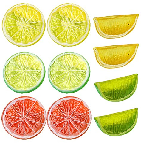 Abaodam Künstliche Grapefruit Zitrone Kunstfrucht Zitronen Kunstzitronen Limettenscheiben 10St