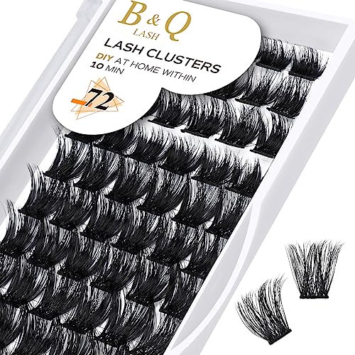 B&Qaugen Cluster Lashes D Curl 12mm 72 Clusters B&Q Lash Clusters C D Curl Individual Cluster Lashes Mega Volume Eyelash Clusters DIY Lash Extensions Soft Fluffy Eyelash Extensions (B06-D-12mm)