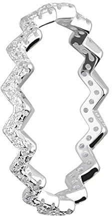 Treuheld® Gezackter 925 Sterling Silber Ring mit Kristallen | 8 Größen [05.] 56