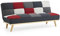 Home Detail 3 Seater Fabric Sofa Bed Patchwork Red Grey Charcoal Clic-Clac Recliner