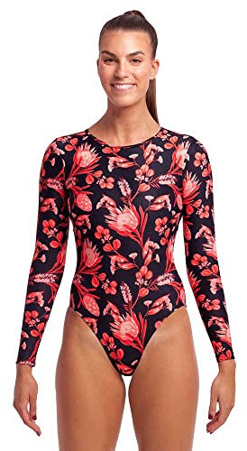 Funkita Badeanzug Langarm für Damen Acacia Rose chlorresistent, Größe:36