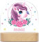 GRAVURZEILE Personalisiertes LED Nachtlicht für Kinder - Blumenkranz - Personalisiert mit Namen - Nachttischlampe für das Kinderzimmer - Geschenk für Kinder & Babys - Baby Geschenk - Einhorn