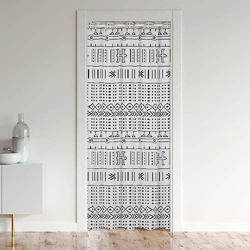 Boho Arrow Doorway Curtains Privacy Bohemian Exotic Black White Closet Door Curtain for Bedroom 30%-50% Blackout Room Darkening Thermal Insulated Curtain Drape for Doors Windows 1 Panel 106x203cm
