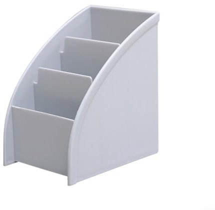 HEIBTENY Organizador de almacenamiento minimalista (gris) - Organizador con práctico diseño de tres rejillas en forma de escalera, adecuado para papelería, cosméticos, control remoto, teléfono