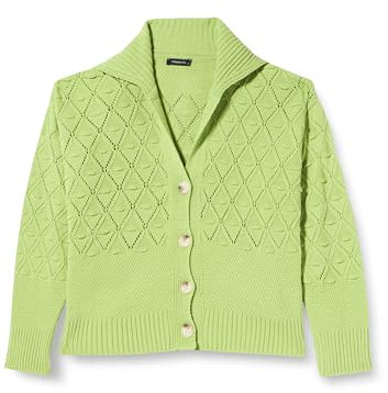 Trendyol Cardigan da Donna Traforato Maniche Lunghe Taglie Forti Maglione, Verde Pistacchio