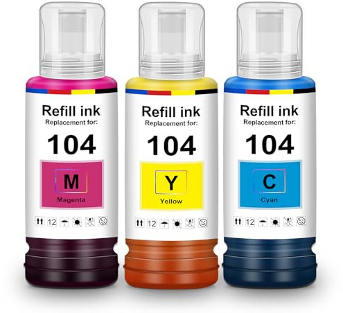 UniPlus Tinte E104 Kompatibel für Epson E104 Multipack Color Druckerpatronen Kompatibel für Epson Ecotank ET-2870 ET-2820 ET-4800 ET-1810 ET-2826 ET-4810 ET-2810 ET-2814 ET-2840 ET-2720 ET-2825 Tinte