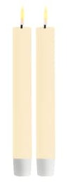 Deluxe Homeart Indoor Flameless LED Taper Dinner Candle 2 Set - with Real Flame™ Technology - Battery Powered Candles (15 cm, Cream)