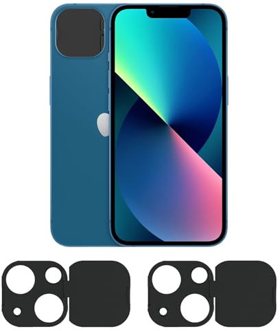 Lot de 2 protecteurs d'objectif d'appareil photo, compatibles avec iPhone 13 6,1/13 Mini 5,4, protège votre vie privée, couverture complète - Noir