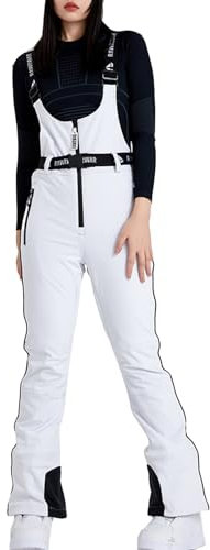 HOTIAN Damen Skihose Ski Latzhose SchneeLätzchen Wasserdicht Winddichte Skihose Winter Warme Snowboardhose Skilanglaufhose