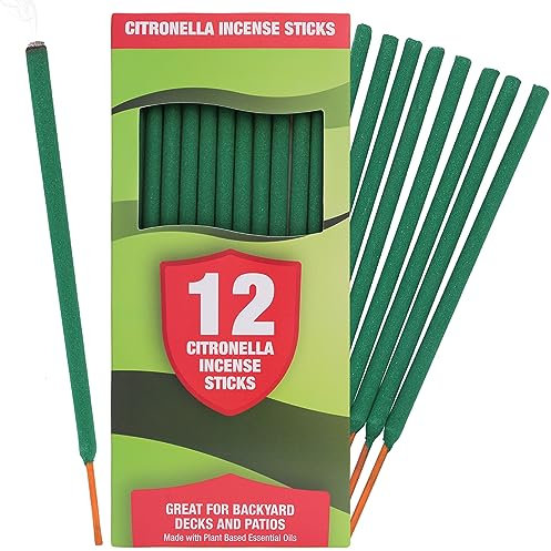 Citronella Räucherstäbchen - 2,5 Stunden Schutz - 12 Stäbchen pro Box - Citronella Stäbchen für Camping, Terrasse, Outdoor, etc