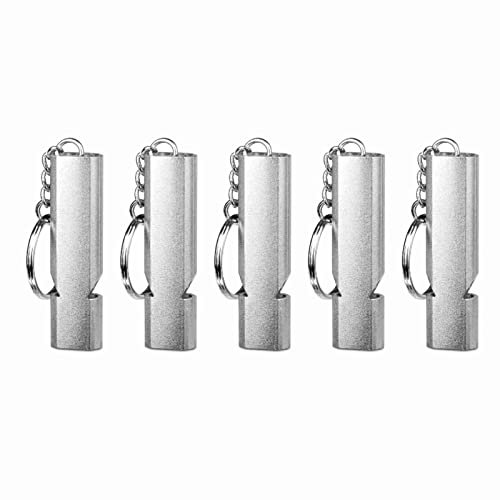 Safety whistle, emergency whistle made of double tubes, survival whistle, key ring, aluminum alloy safety whistle for camping