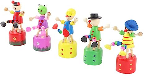 Garneck 5St Tanzspielzeug aus Holz Daumenpuppe Clown-Tanzspielzeug kinderzimmer zubehör Kinder holzspielzeug Kinderspielzeug lustige Decktop-Verzierung tanzendes Schaukelornemnt Tier