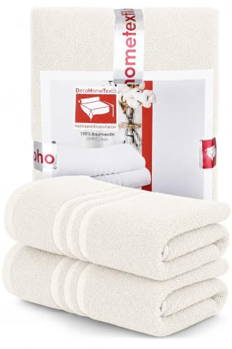 DecoHomeTextil 2 Handtücher 50x100 cm Champagner | 100% Baumwolle, Frottier, hochwertig, kuschelweich und saugstark