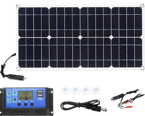 ylpddmm 30W Panel Solar 12V/24V Monocristalino Placa Solar,Panel Solar Portátil,Panel Solar Fuera de la Red,para RV, Autocaravana, Barco, Cobertizo, Caravana, Casa