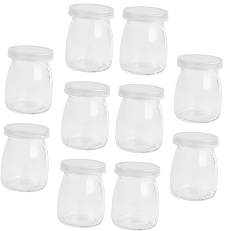 Garneck 10pièces Pots Verre Transparent Avec Couvercle Récipients Pour Pudding Yaourt Et Lait Pour Stockage De Jus Et Desserts