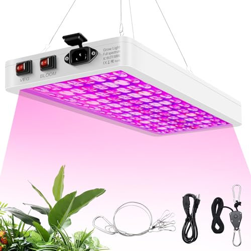 OneNine Pflanzenlampe LED Vollspektrum BW1000, LED Grow Lampe Vollspektrum mit UV IR, 2 Anbaumodi, LED Pflanzenlampe für Zimmerpflanzen Sämling Gemüse Blüte und Blumenanbau