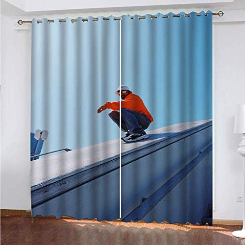 Verdunkelungsvorhänge 3D Urbaner Herrendruck Druck Muster Ösen Vorhang 2Er Set 260X280Cm (HxB) Vorhänge Blickdicht Gardinen Wohnzimmer Kinderzimmer Thermo Vorhänge Fensterdekoration