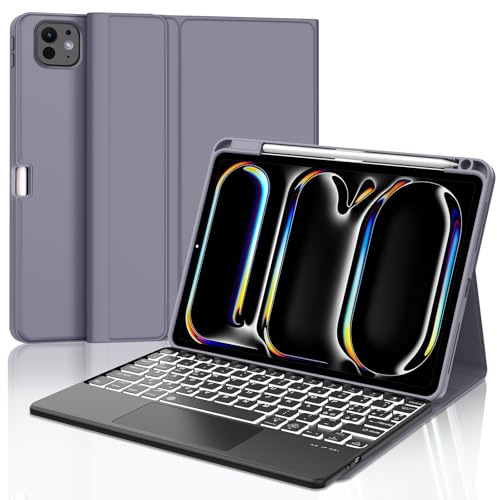 WINCHKING Custodia con Tastiera per iPad Pro 13 Pollici M5 2025/M4 2024 | Cover Magnetica Retroilluminata Tastiera per iPad Pro 13 (M5/M4, 2025/2024) con Touchpad, QWERTY Italiano, Viola
