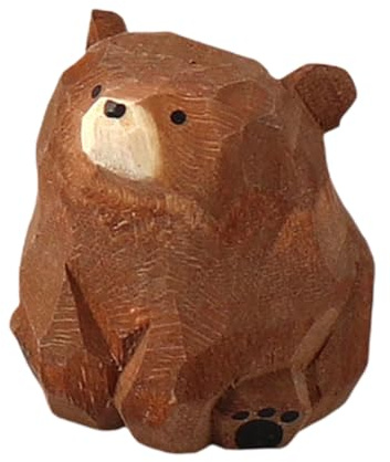 Wood Bear Statue | Wooden Carving Figur Desktop Bear | Tischständer Ornamente für den Innenbereich, für Computertisch, Bookcase, Klassenzimmer, Schlafplatz