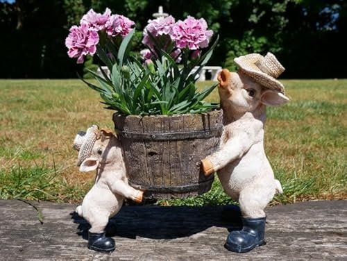 My Square Mile Resin Pig Ornament Statue Sculpture, Hand-Painted, Garden Novelty Gift, Indoor and Outdoor Use (Pig Plant Pot)