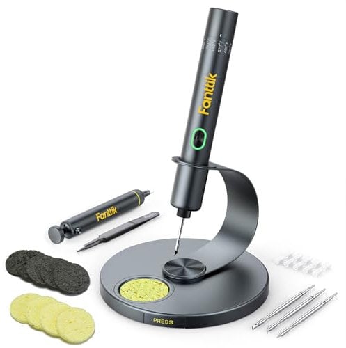 Fanttik T1 Max Präzisions Lötkolben Set, kabelloser Lötkolben, 7 Sek. schnelles Aufheizen,6 Temperatur Einstellbar 200~450 ℃, 4 Lötspitzen (C210), 360° drehbarer Ständer, Lötkolben für Reparaturen