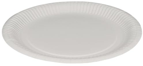 ABENA White Paper Plates | ø22.5cm | White | Pack of 100 | Paperboard with Clay Coating | Strong Disposable Dinner and Dessert Plates