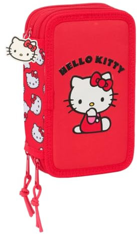 safta Hello Kitty Iconic Schulmäppchen mit 37 Utensilien, Federmäppchen für Kinder, ideal für Kinder von 5 bis 14 Jahren, bequem und vielseitig, Qualität und Widerstandsfähigkeit, 12,5 x 5,5 x 19,5