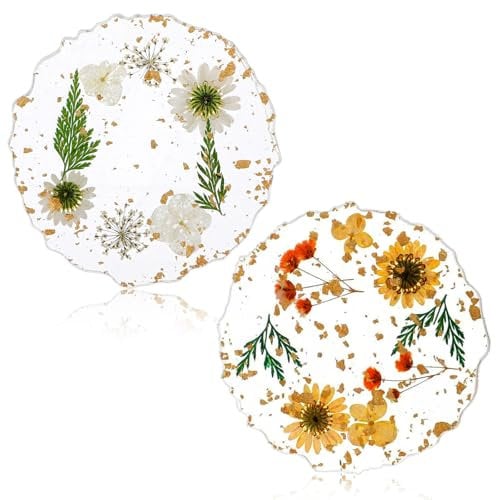 Coasters Set of 2, Non-Slip Floral Drink Cup Mat, Reusable Cute Coaster Decorations for Home Office Bar