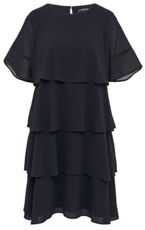 COMMA Kurzes Volantkleid aus Crêpe-Chiffon