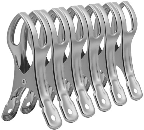 Alaoo Mollette Grandi, 6 Pezzi Mollette Acciaio Inox, Mollette per Telo Mare, Molletta Antivento, per Vestiti, Coperte, Lenzuola(6-PCS)