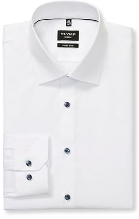 OLYMP Herren Oberhemd Langarm No. Six,Faux Uni,375 No 6 six - super Slim (H16),21 New York Kent-2,Weiss 00,44