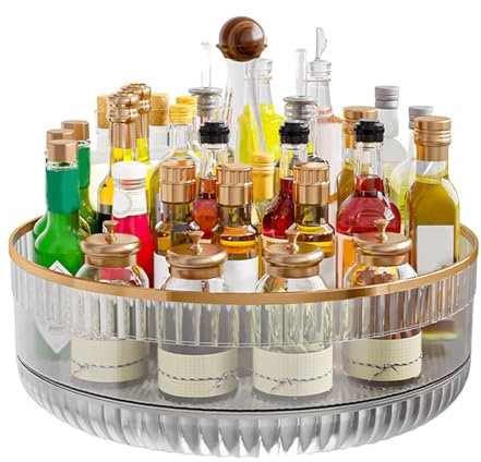 ANKROYU Rack en rond en épices en rotation à charge forte multifonctionnelle portant une grande capacité Organisateur de cuisine pour comptoirs en matériau PP pour animaux de compagnie