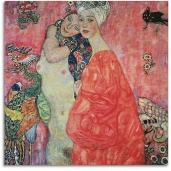 KANGZENG Gustav Klimt Malerwerke (Die Freundinnen), Kunstposter, Leinwand, Wandkunstdruck, Foto, Bild, Gemälde, Raumdekoration, Heimdekoration, 60 x 60 cm