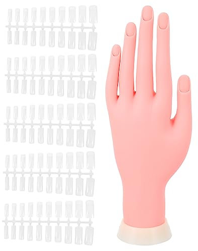 VICASKY 1Set Bendable Fake Hand Model for Nail Art Practice with Nail Tips for Manicure Training and Design Lightweight and Portable Manicure Tool DIY Enthusiasts