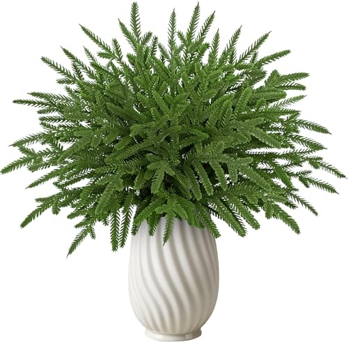 DEMIUKO 40 Stück Künstliche Tannenzweige Kiefernzweige Kiefernnadel Zweige | Grün Weihnachtszweige wie echt, Weihnachts Deko, 35CM Zweige zum Basteln, DIY Girlande Adventskranz, Weihnachtsdeko Tischdeko